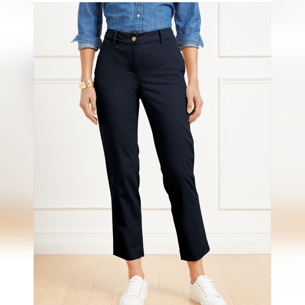 Talbots Perfect Crop Pant 12p Black Cotton